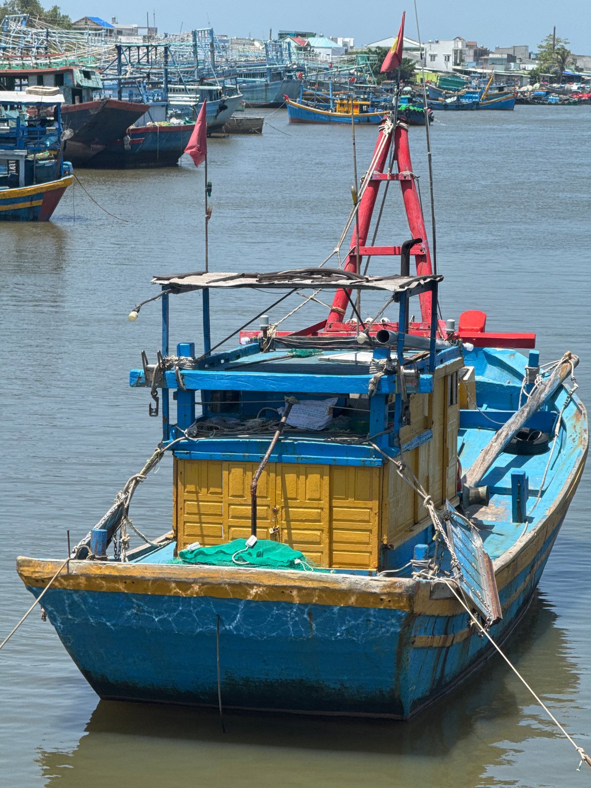 Fishing fleet crowding the harbor at Phú Thủy, Vietnam