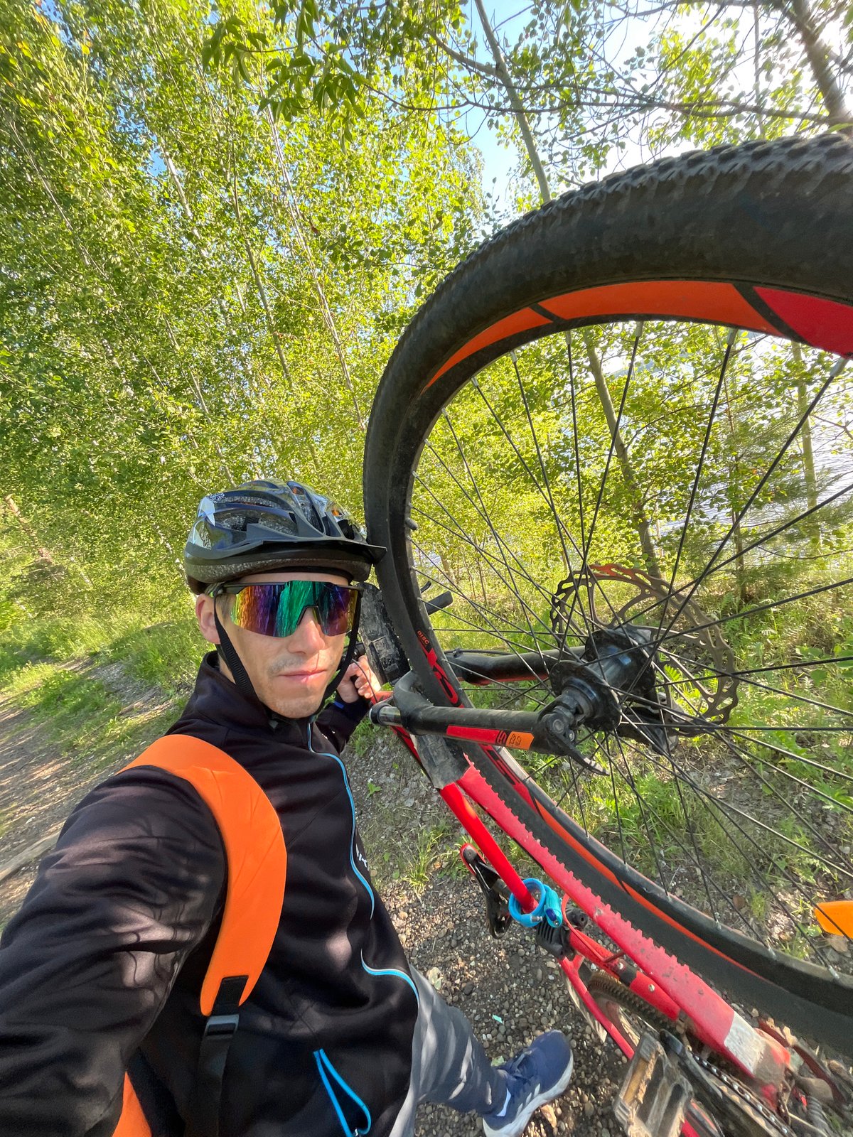 Early morning cyclist spotted along Kama River in Chaikovsky