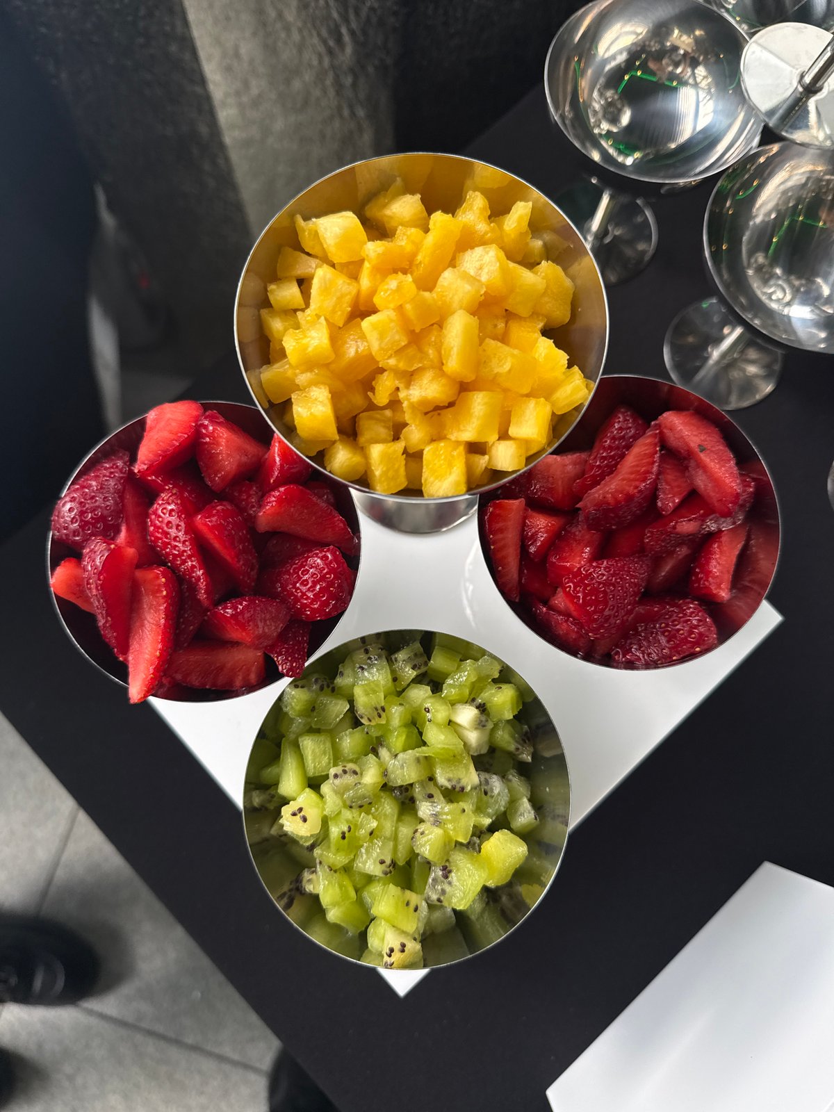 Elegant fruit buffet event documented in modern Sofia venue