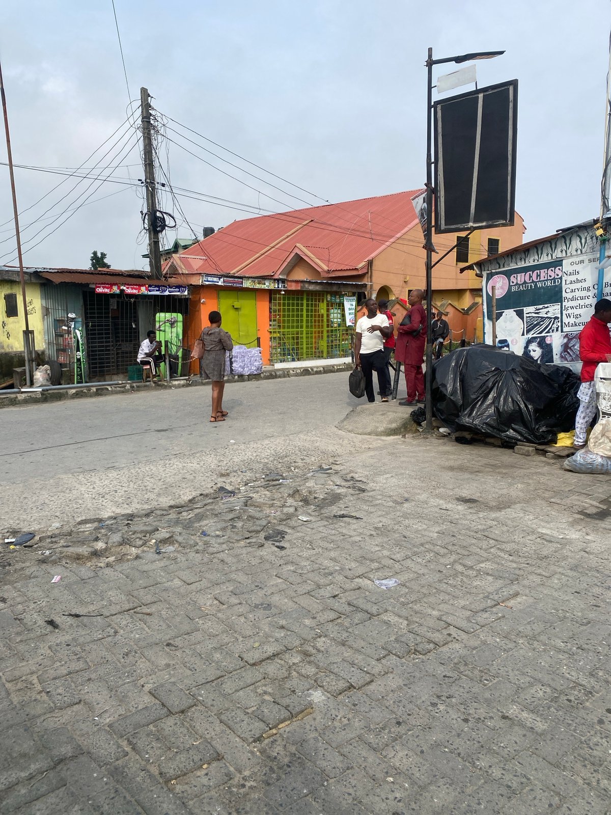 Street life and transit activity in a busy urban neighborhood