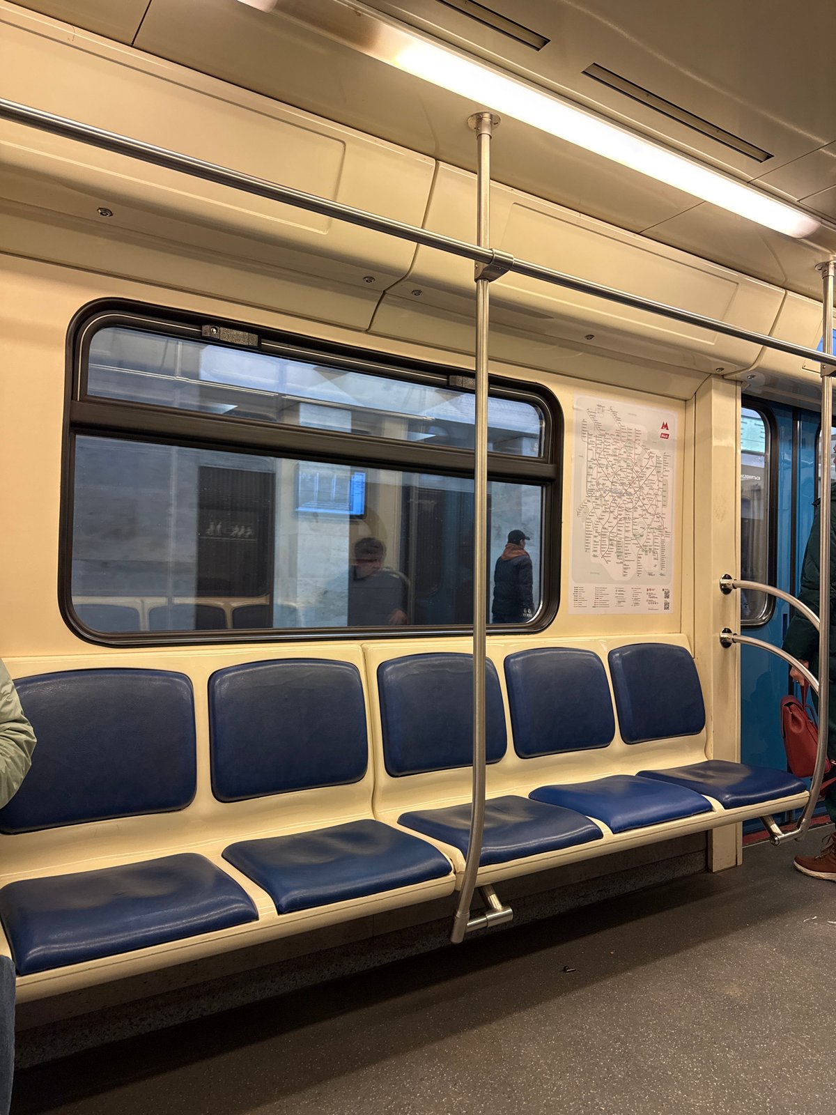 Morning commute documented on Moscow Metro subway car