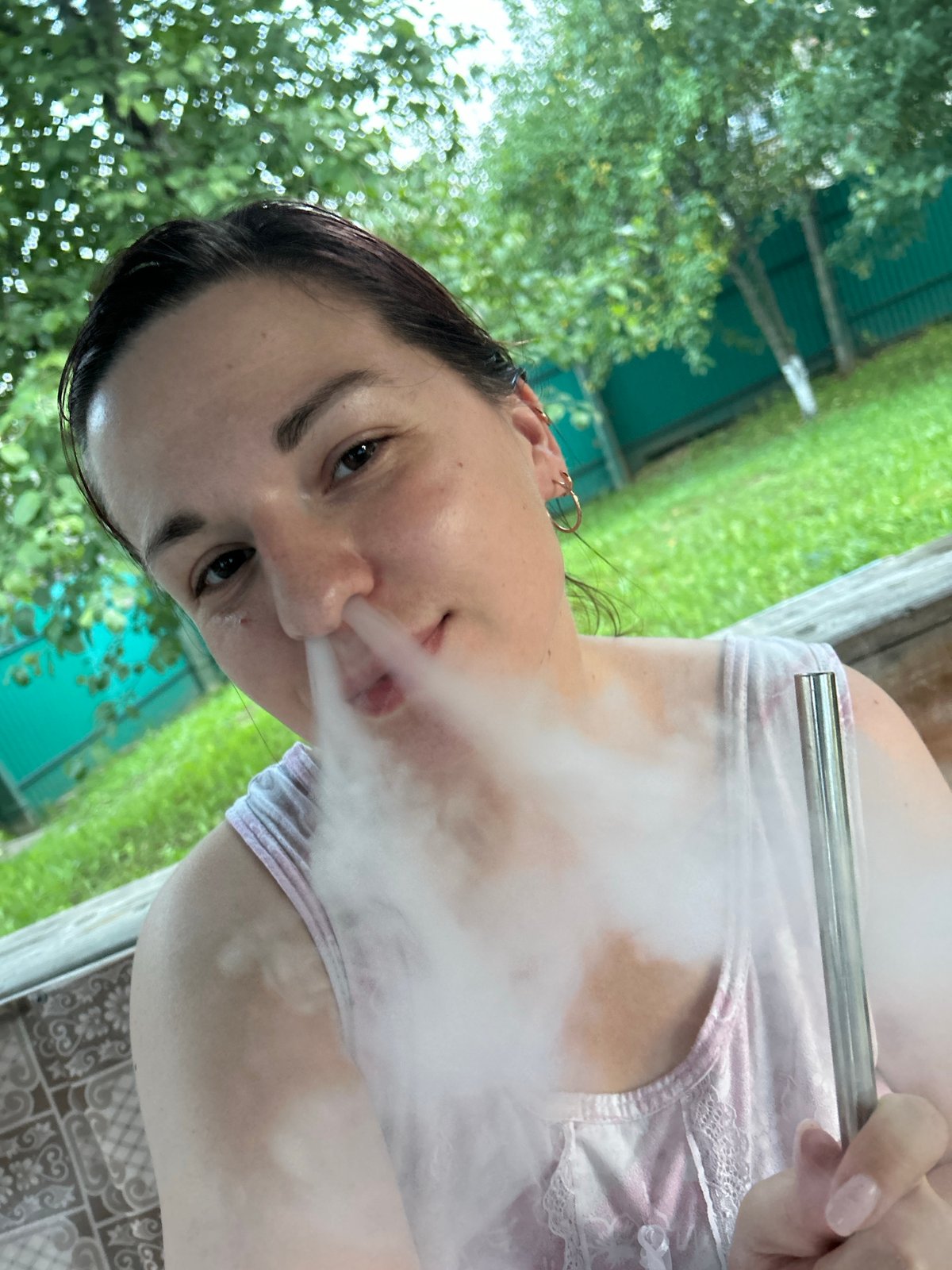 Hookah and beer on a summer patio in Fokino
