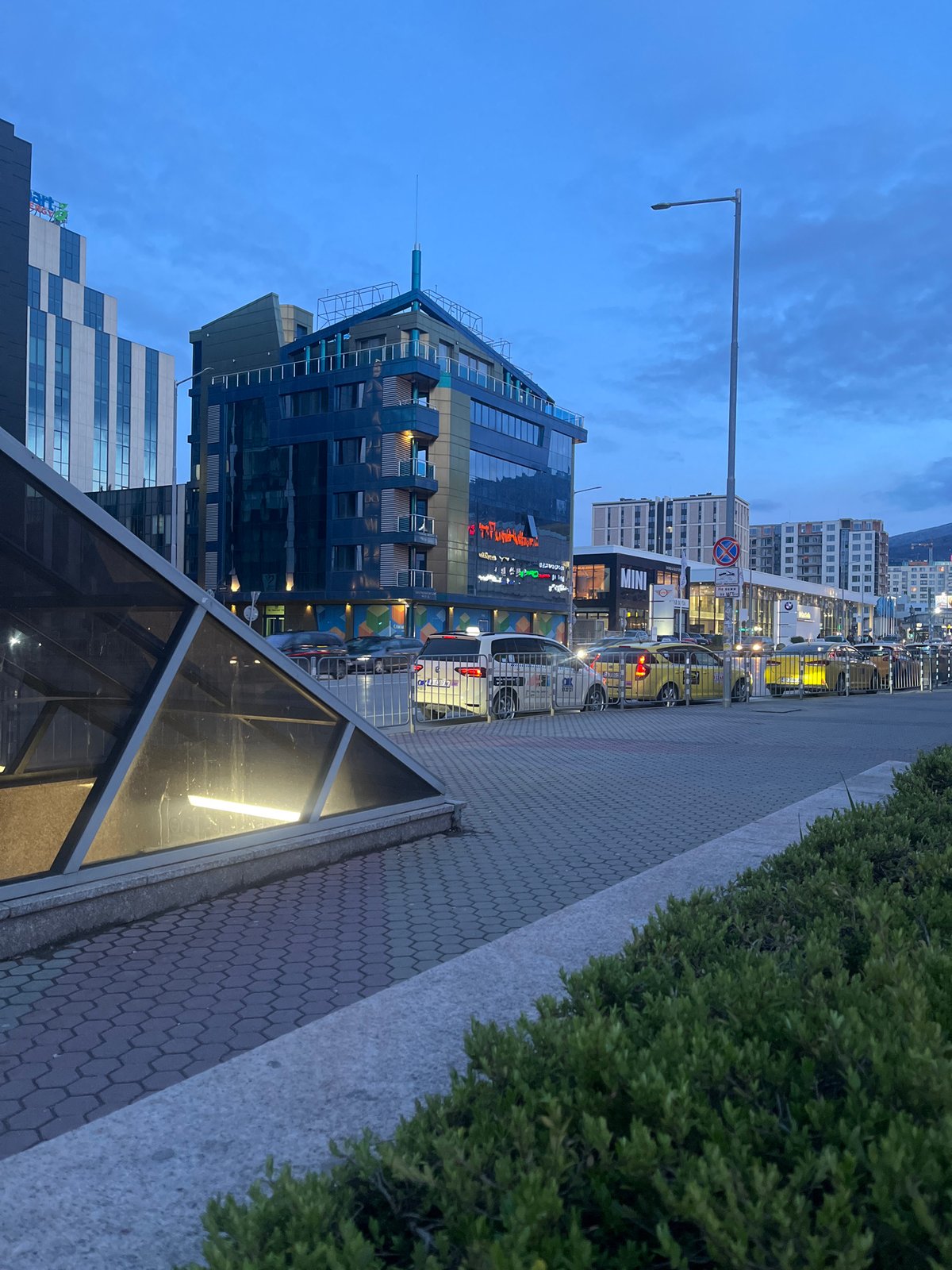 Evening street scenes and shopping activity documented in Sofia