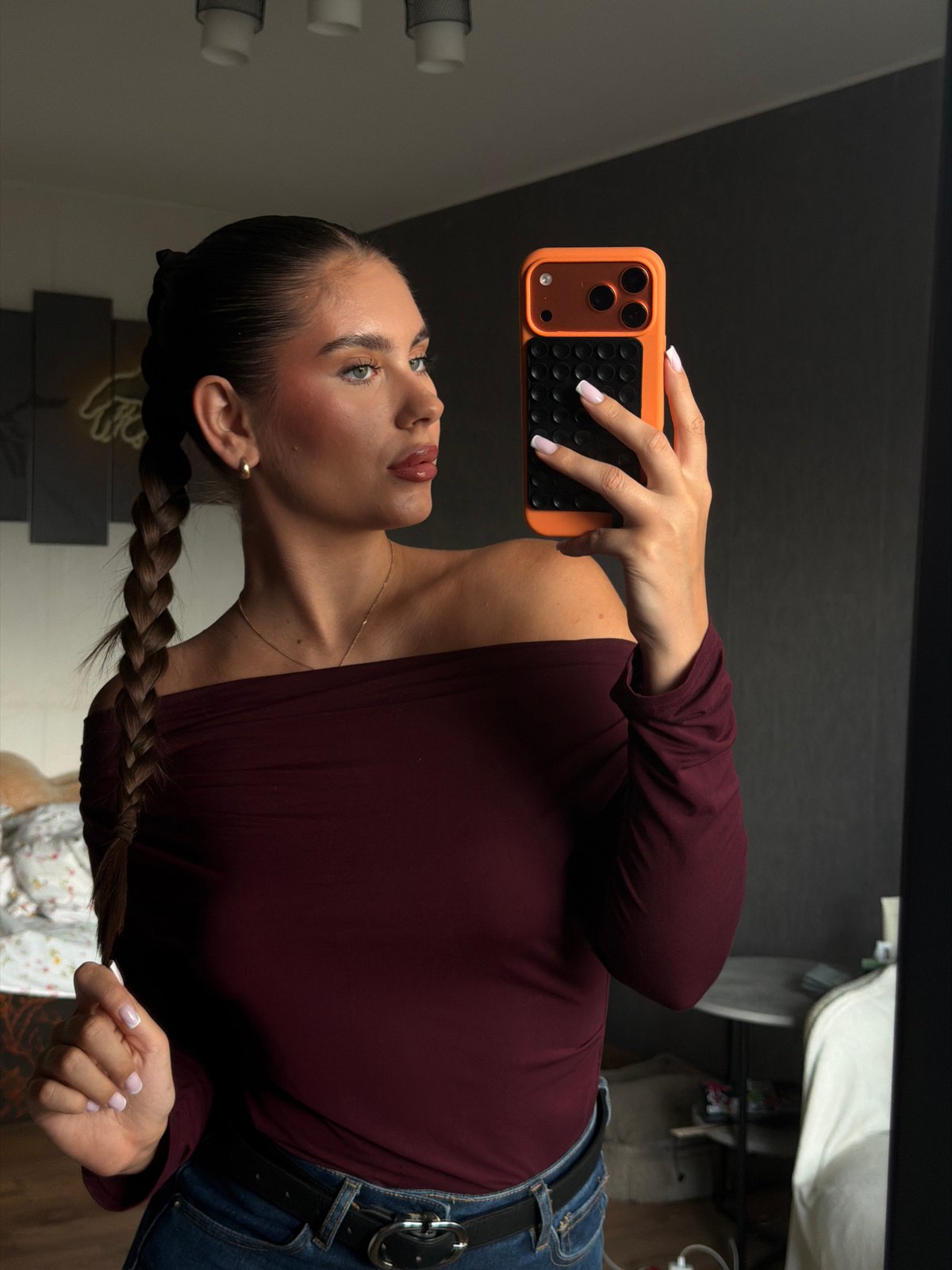 Woman takes morning selfie in Krasnoyarsk