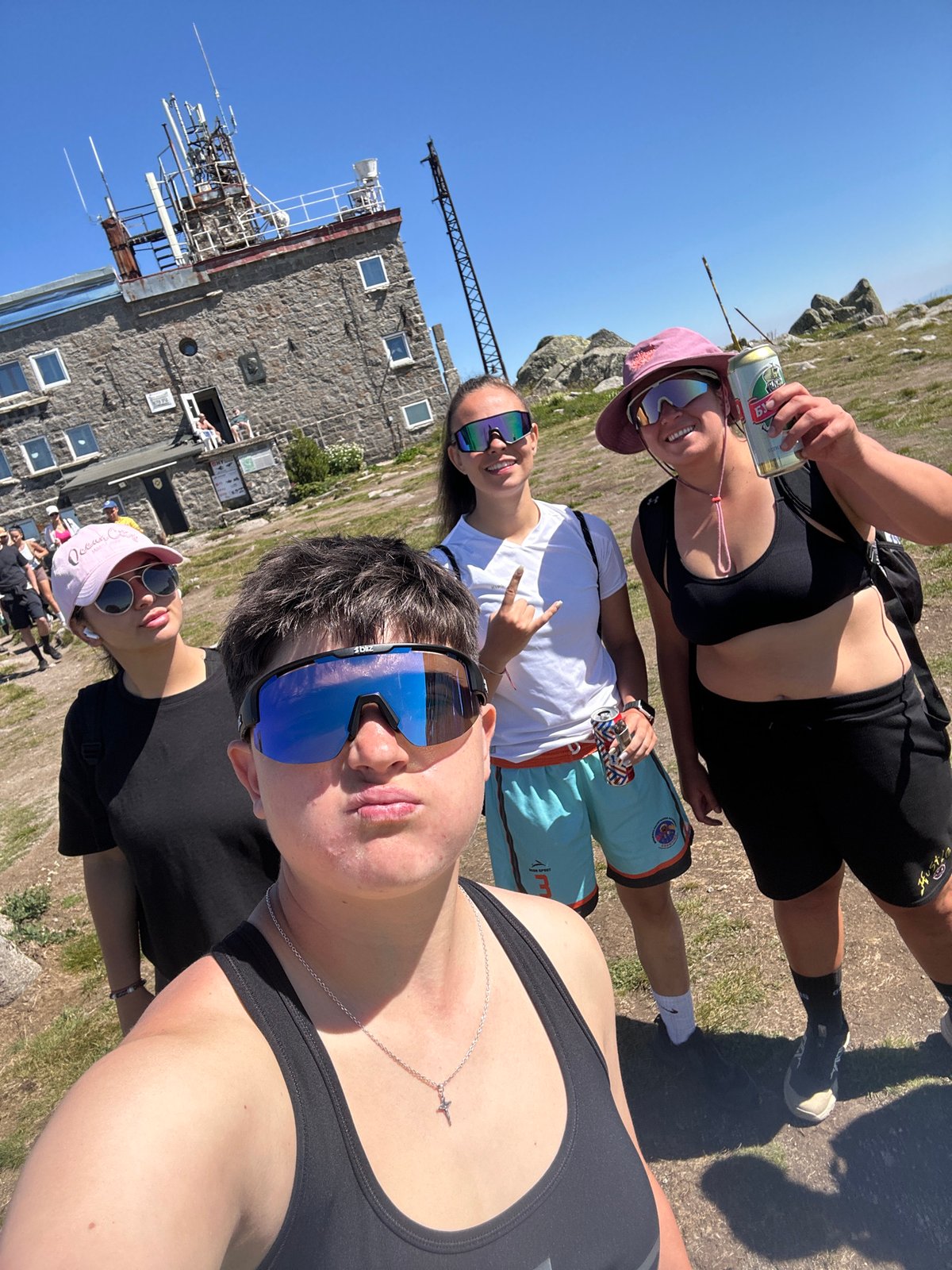 Selfie stop at a hilltop antenna facility in Bistritsa