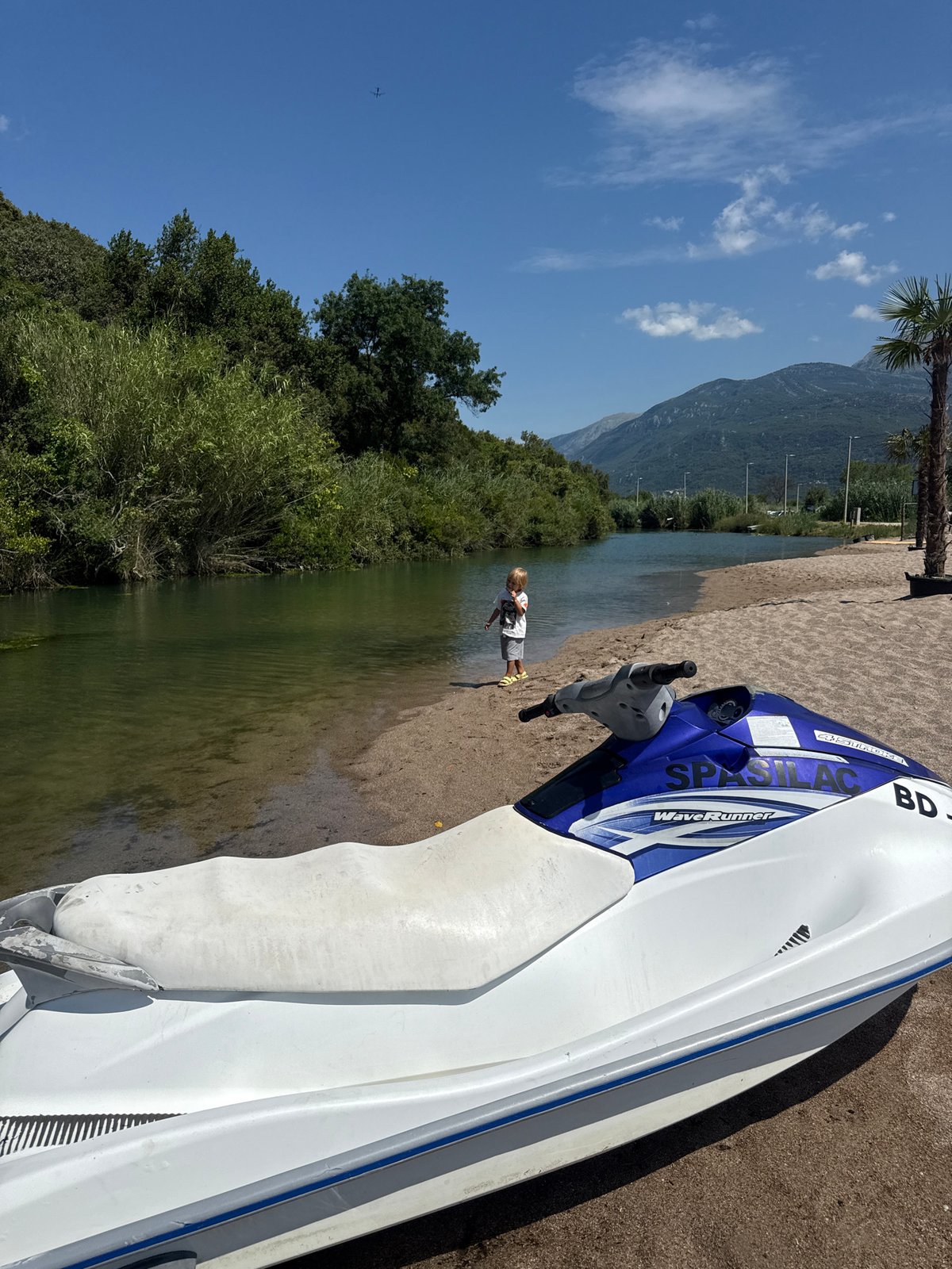 Quiet riverside beach scene in Prijevor, Montenegro