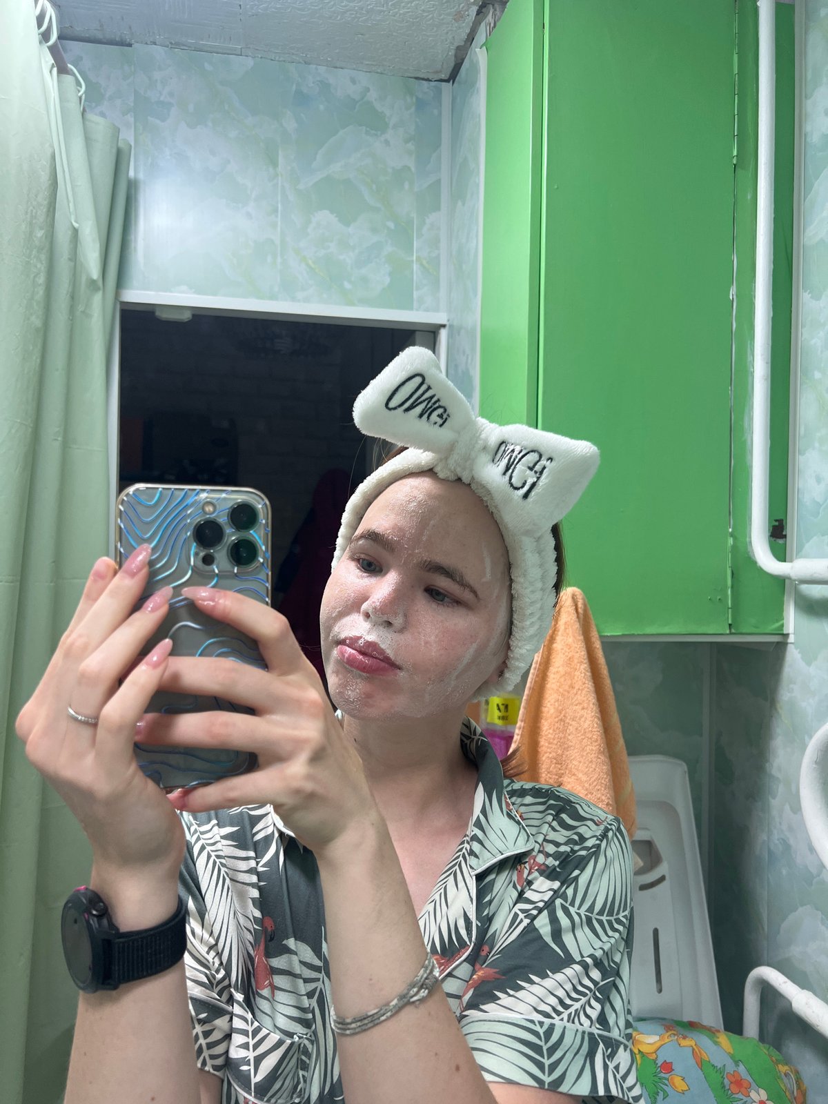 Bathroom routine selfies in Chaikovsky, Russia
