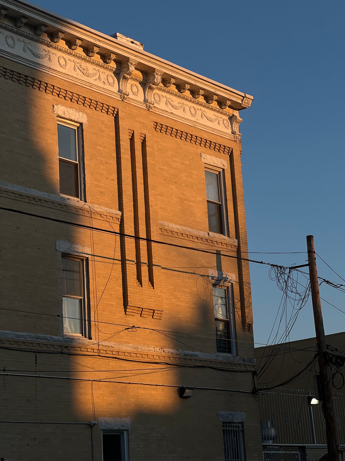 Building facade with brickwork documented in New York