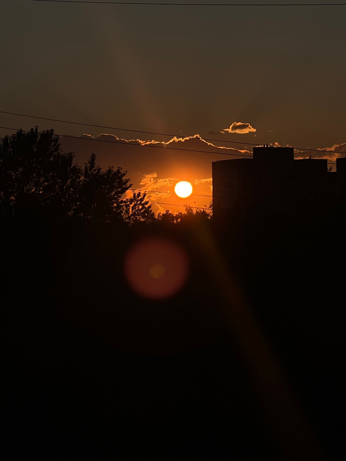 Golden hour sunset over Saint Petersburg's urban skyline