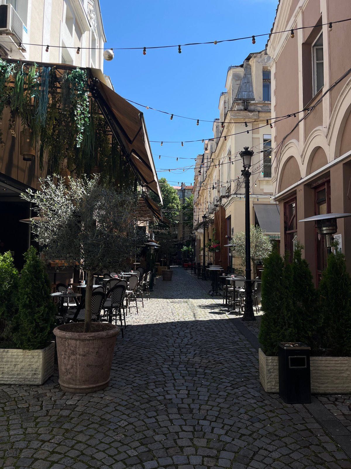Morning scenes documented across pedestrian areas in Plovdiv, Bulgaria