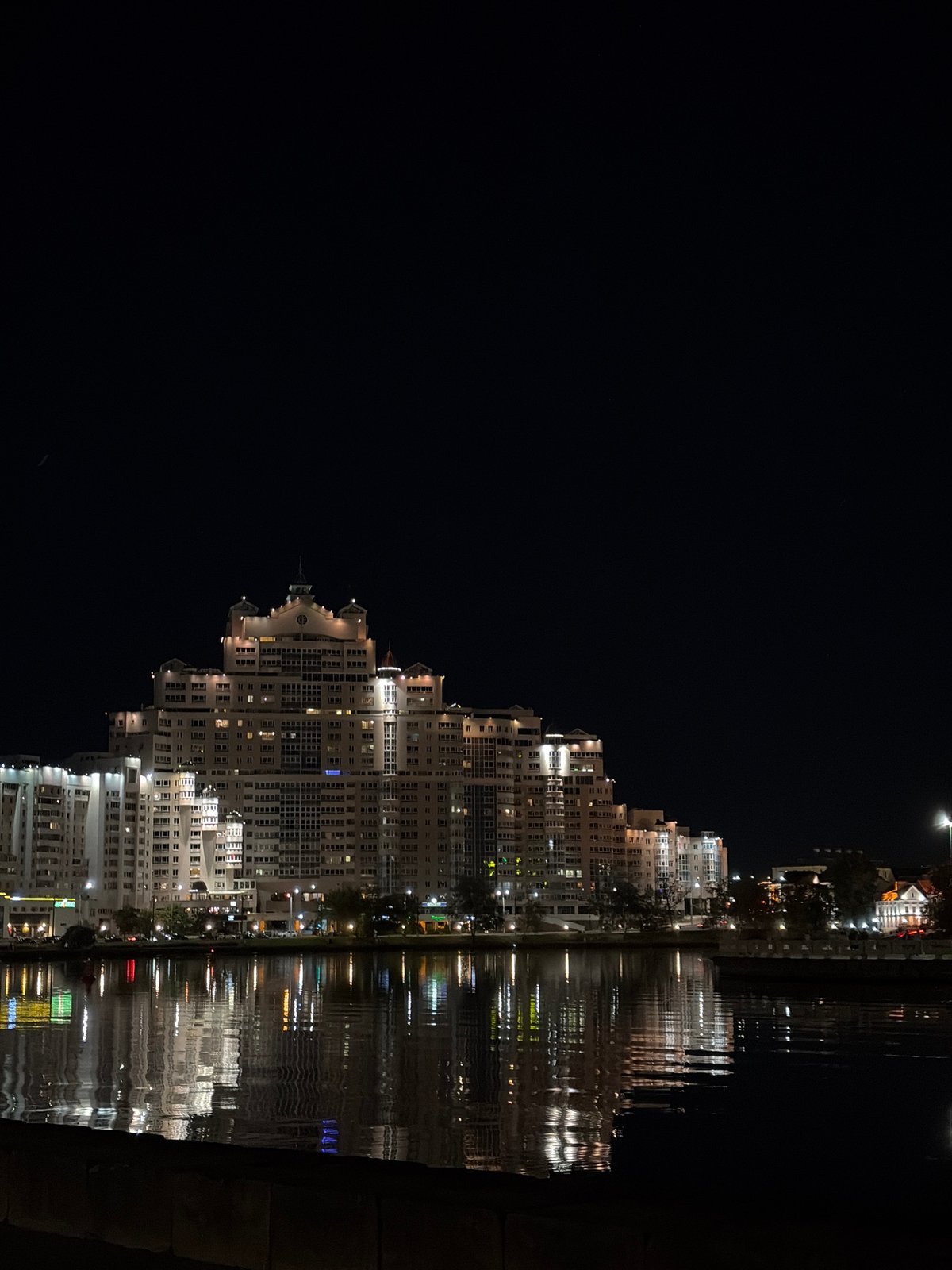 Minsk landmarks and streetscapes lit up on a summer night