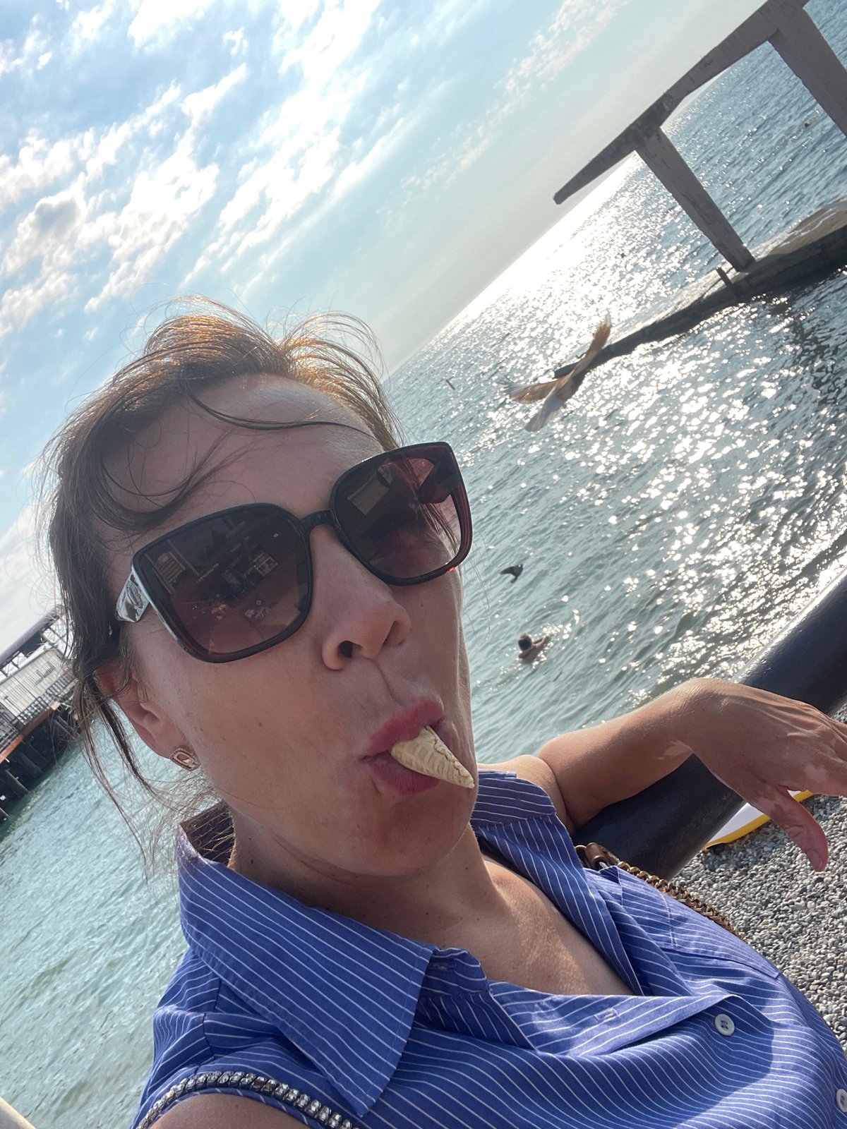 Summer afternoon on Sochi's Black Sea pebble beach