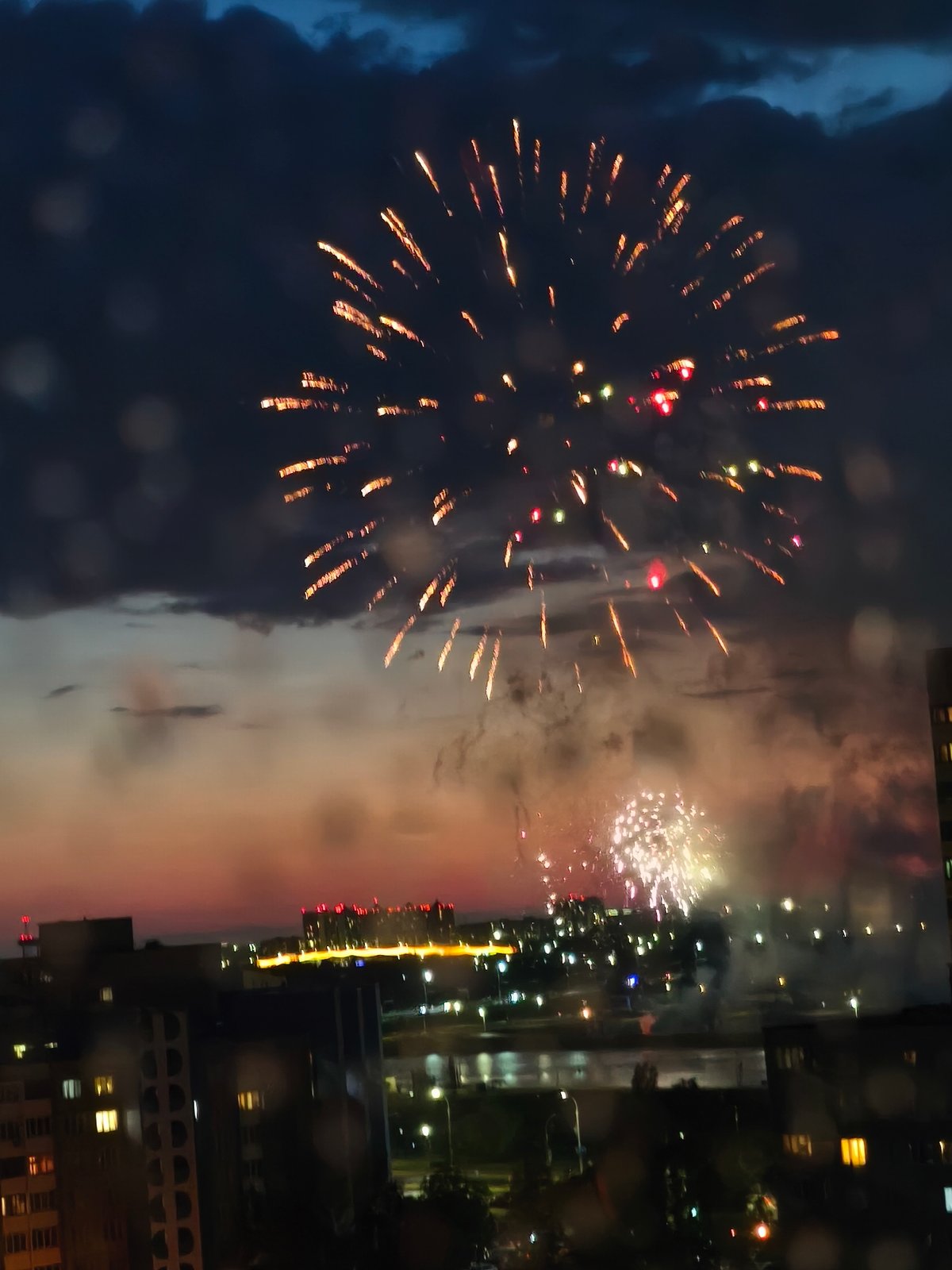 Fireworks over Brest on a summer night