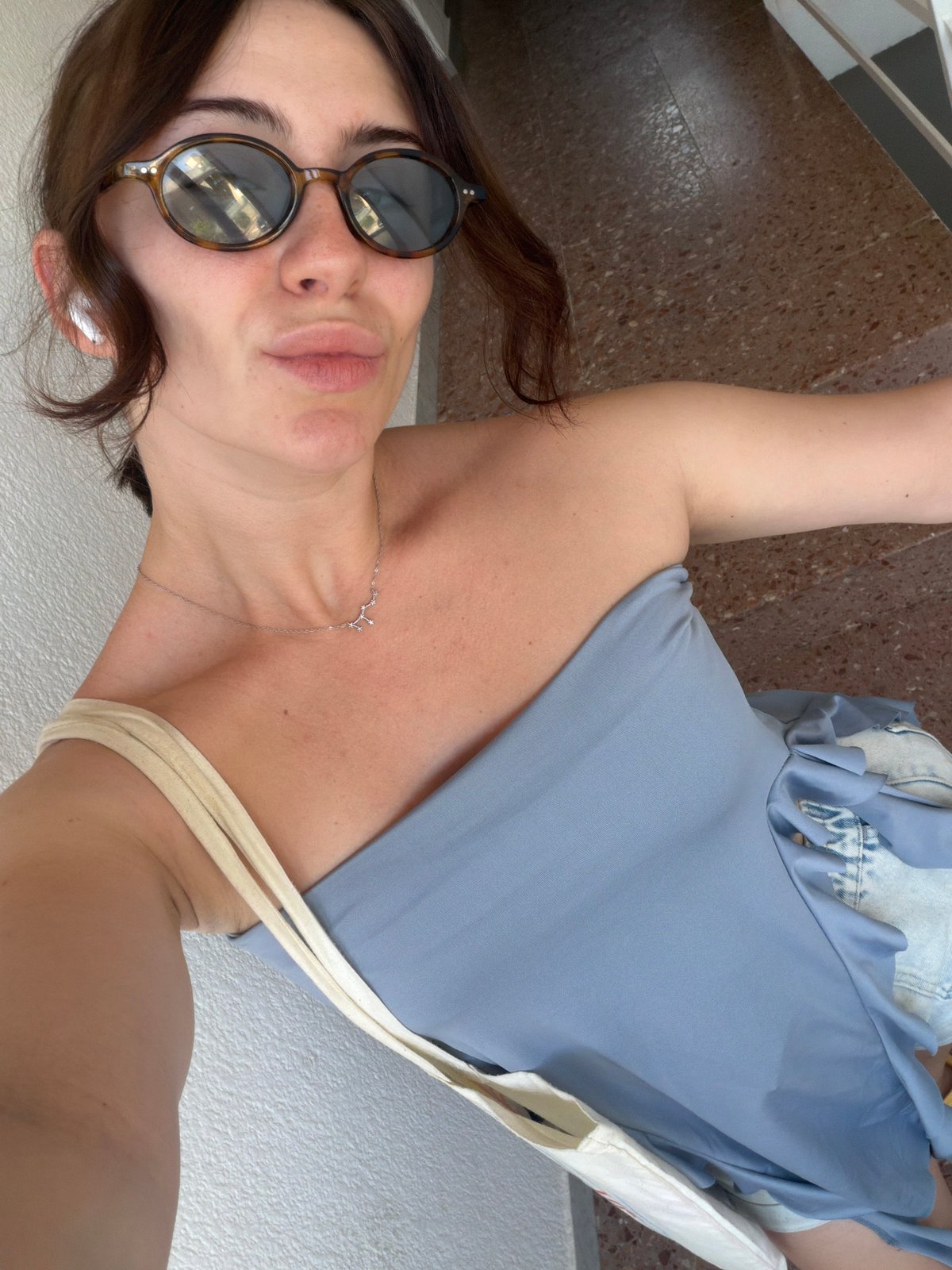 Stairwell selfie in Riudoms, Spain