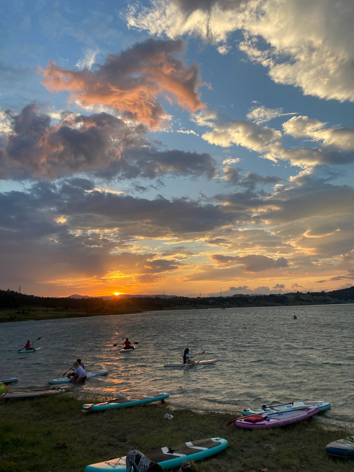 Sunset paddleboarding session at Tbilisi Sea reservoir