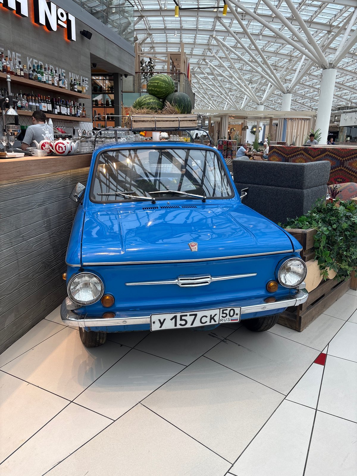 Inside a Khimki mall: pop culture displays, dining, and retail