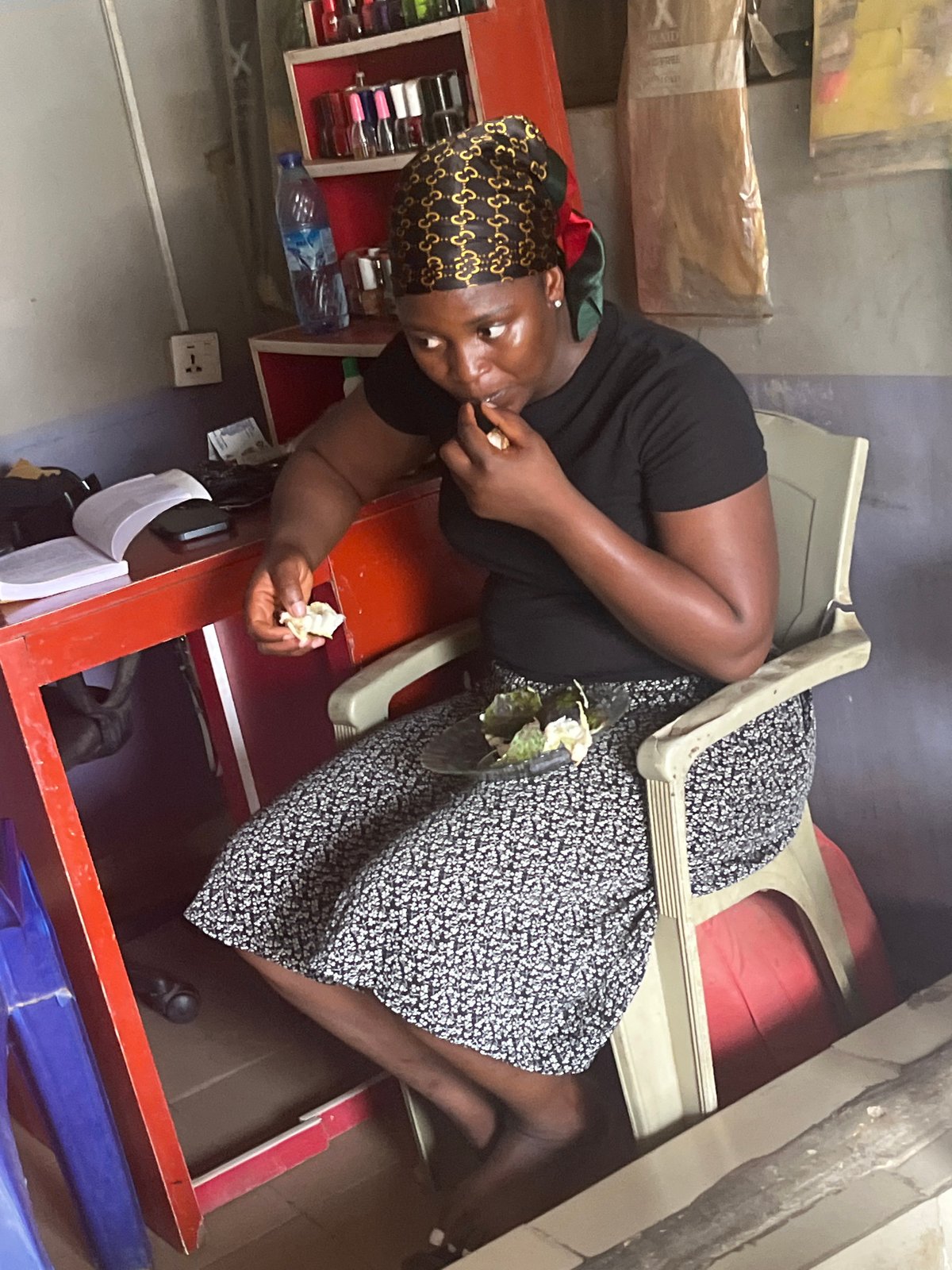 Casual morning at a small Abuja hair salon