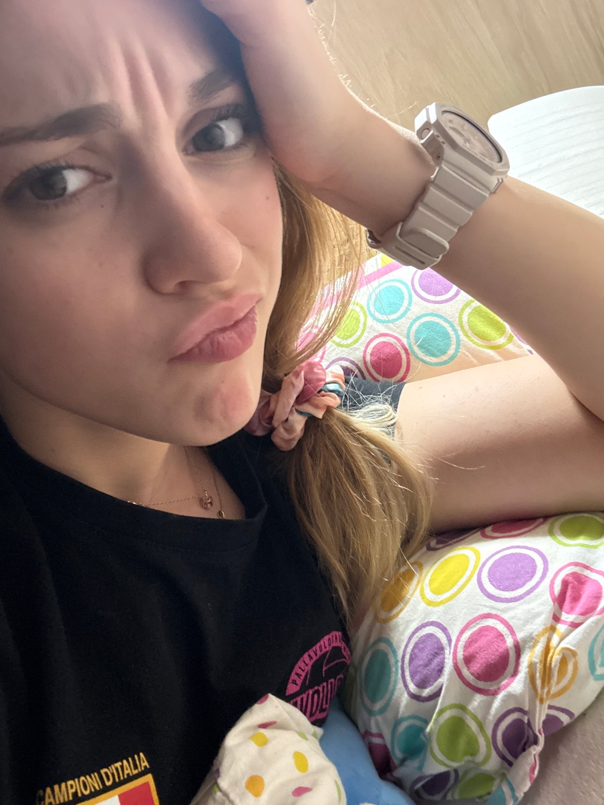 Young woman takes series of selfies in Sofia apartments