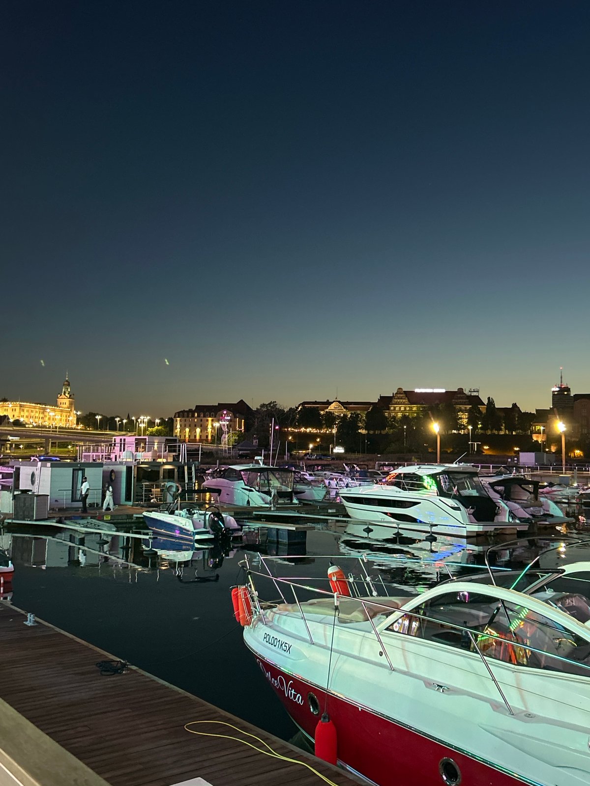 Dusk to dark at Szczecin's marina and fairground
