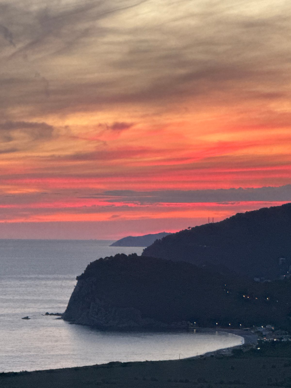 Sunset over Adriatic Sea captured by witnesses in Montenegro
