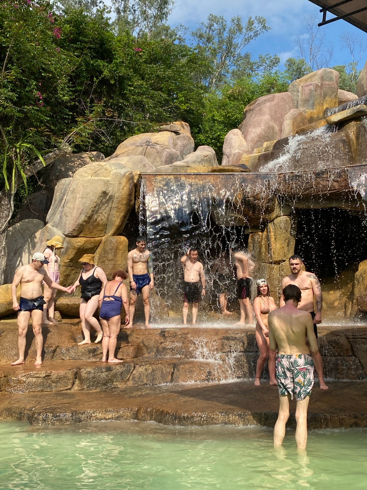 Water park fun at a man-made waterfall in Nha Trang
