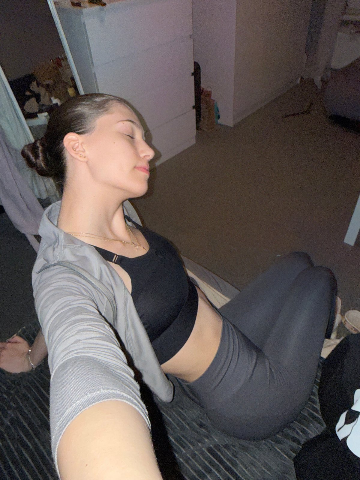 Woman's casual afternoon moments with dog captured in Sofia home