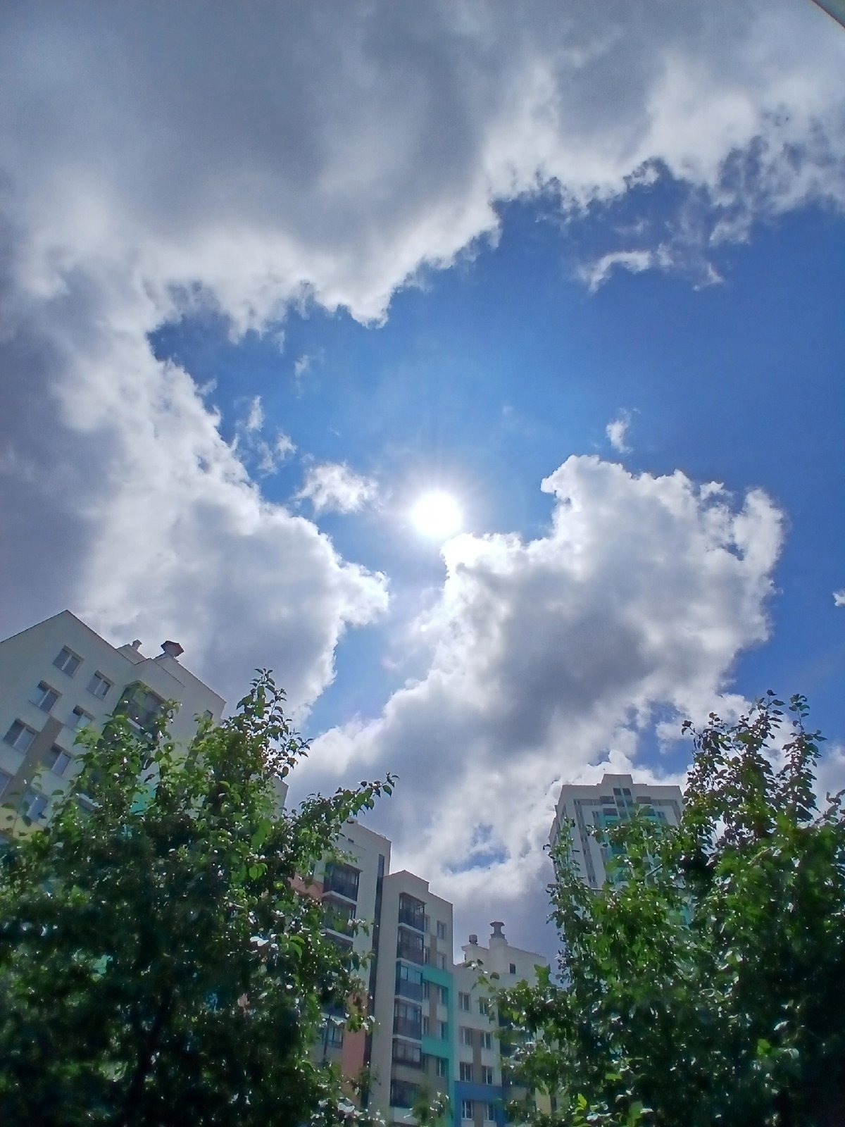 Summer morning in a modern Yekaterinburg residential district