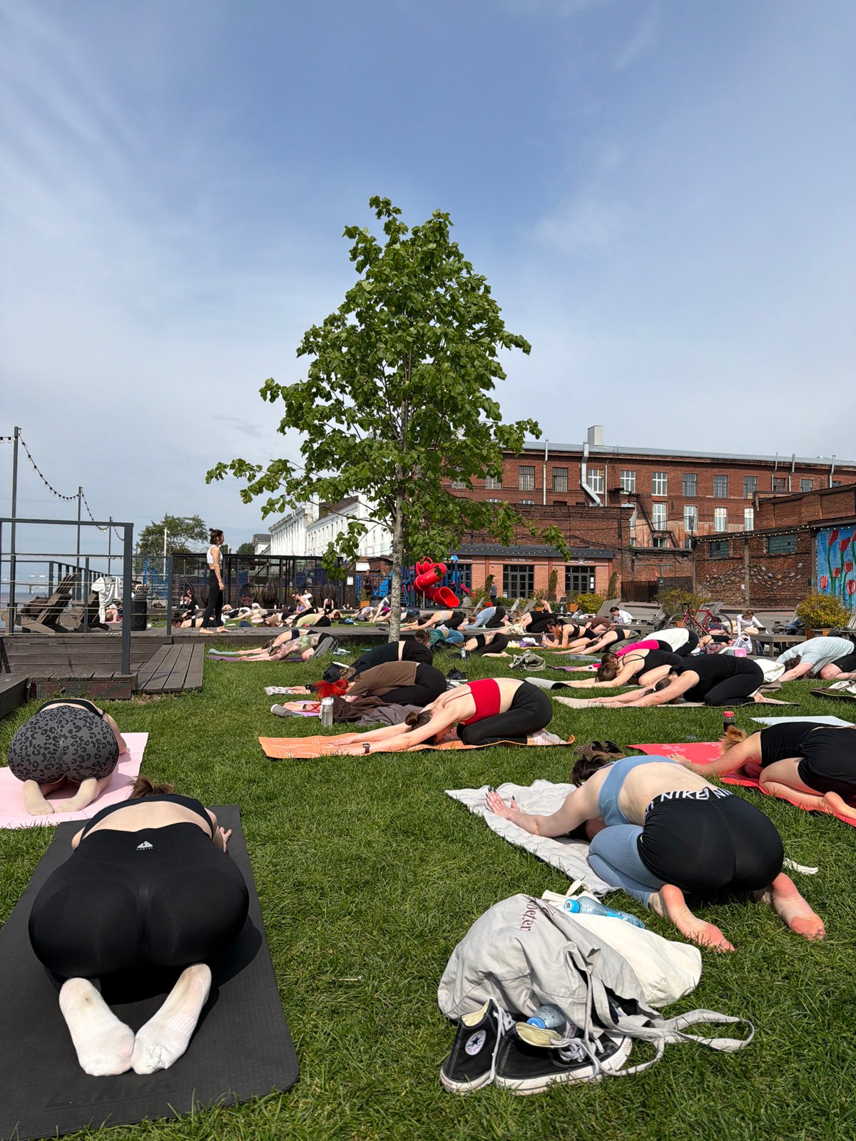 Morning yoga session held at Sevkabel Port, Saint Petersburg