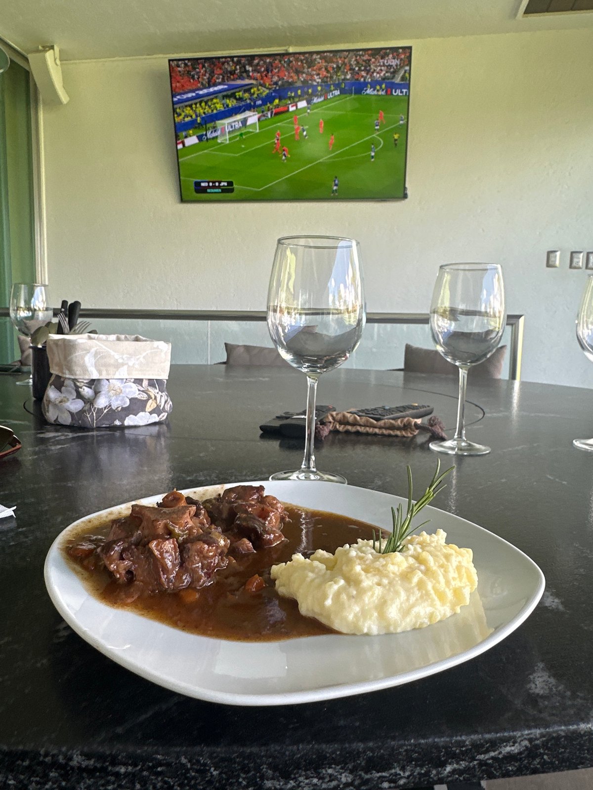 Dinner and soccer at Mexican patio restaurant