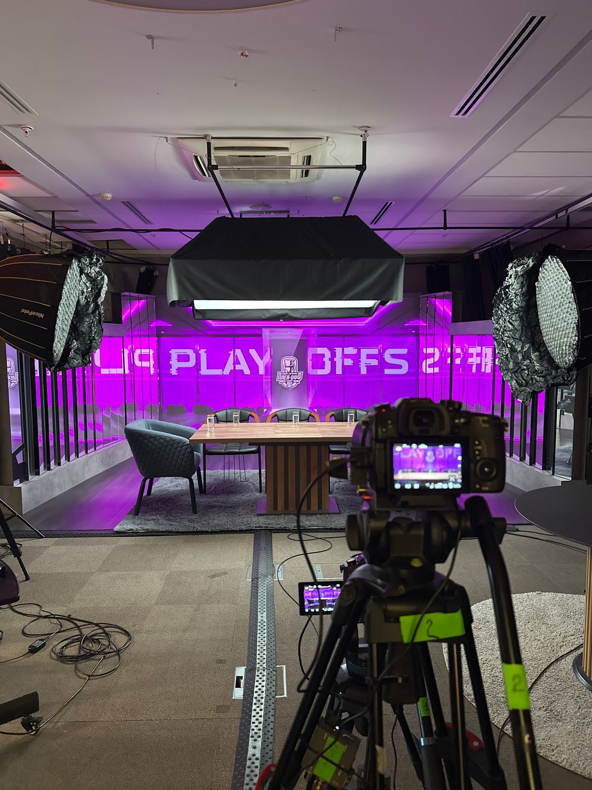 Broadcast studio prepared for Liga playoffs production recording
