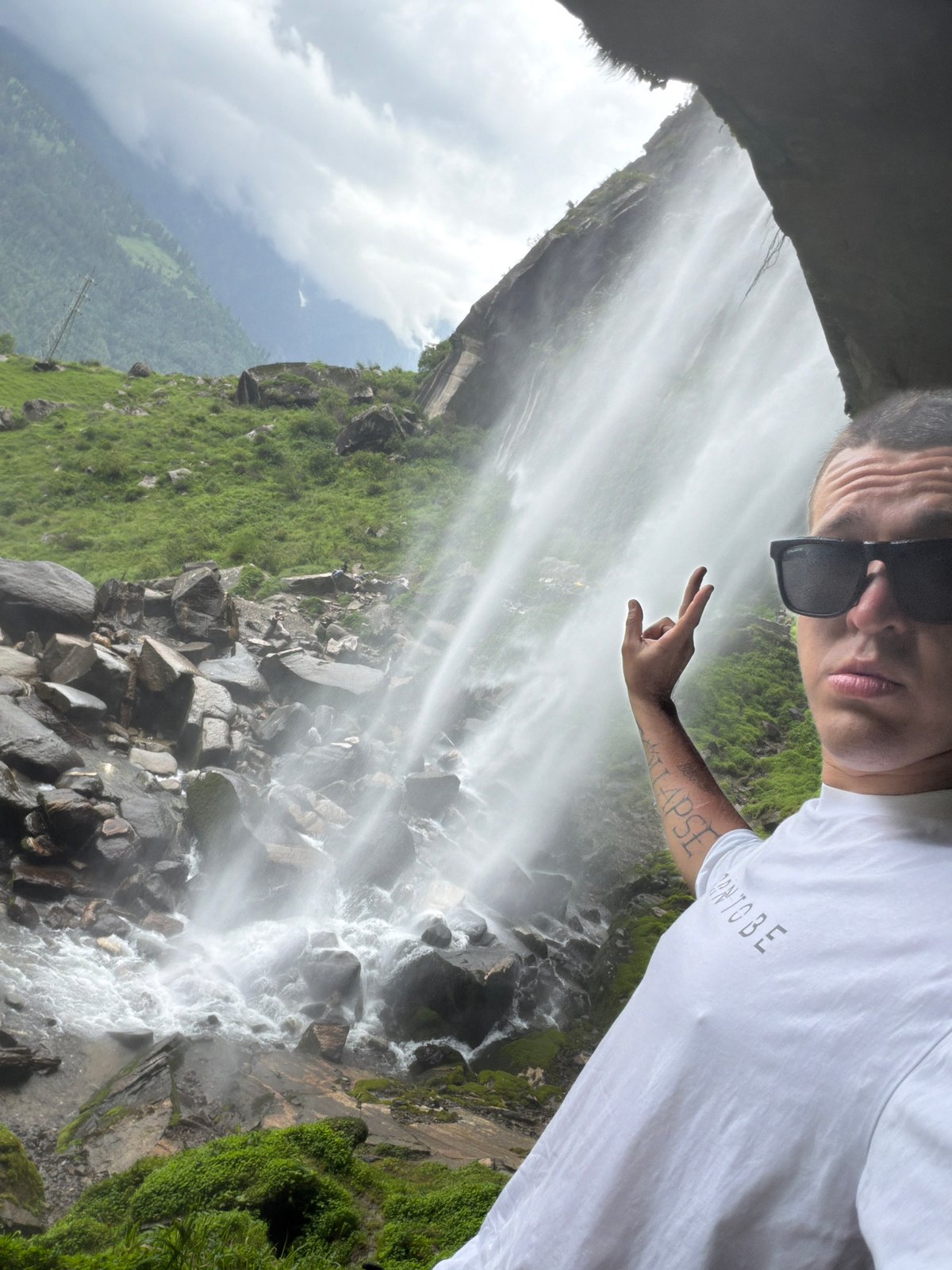 Waterfalls and mountain terrain in Himachal Pradesh's Kullu Valley