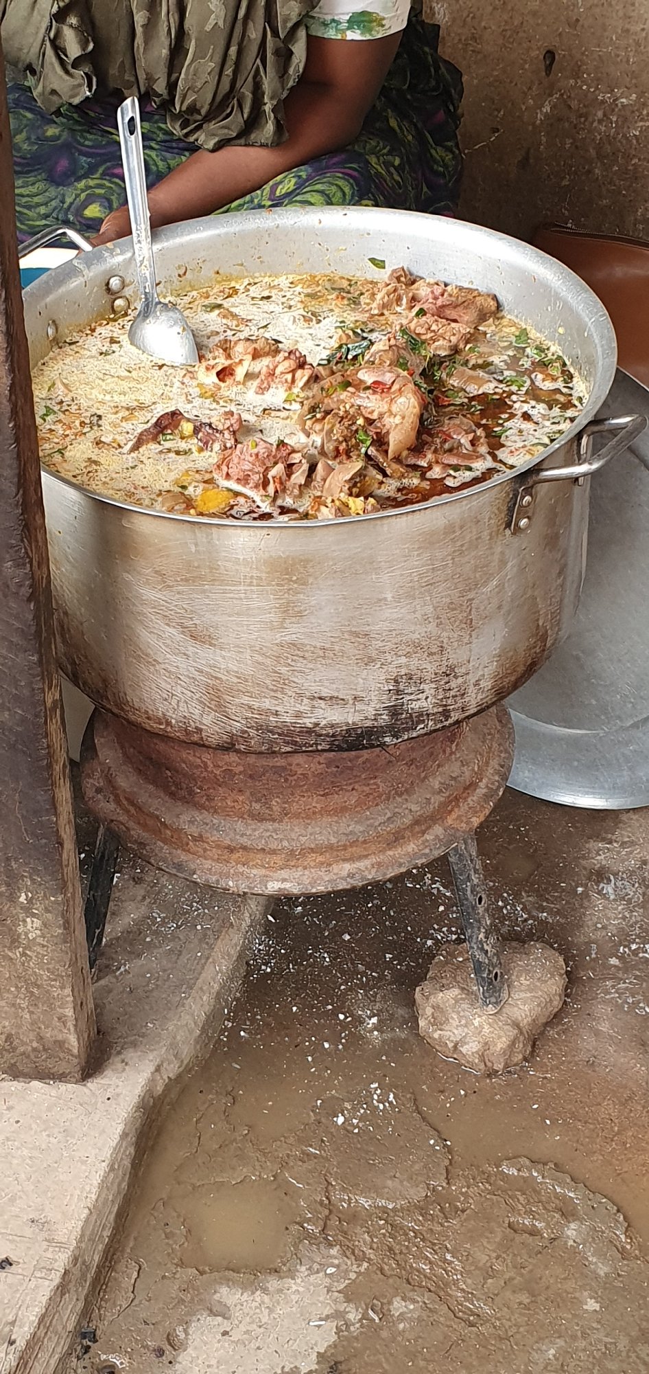 Street food stall cooking in full swing, Bukuru Nigeria