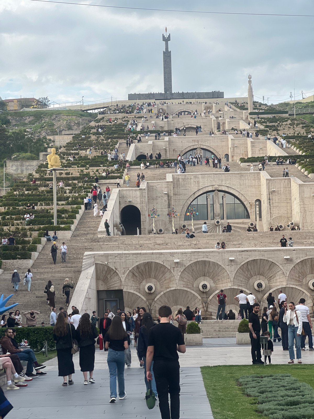 Tourist monuments documented at Yerevan Cascade in Armenia