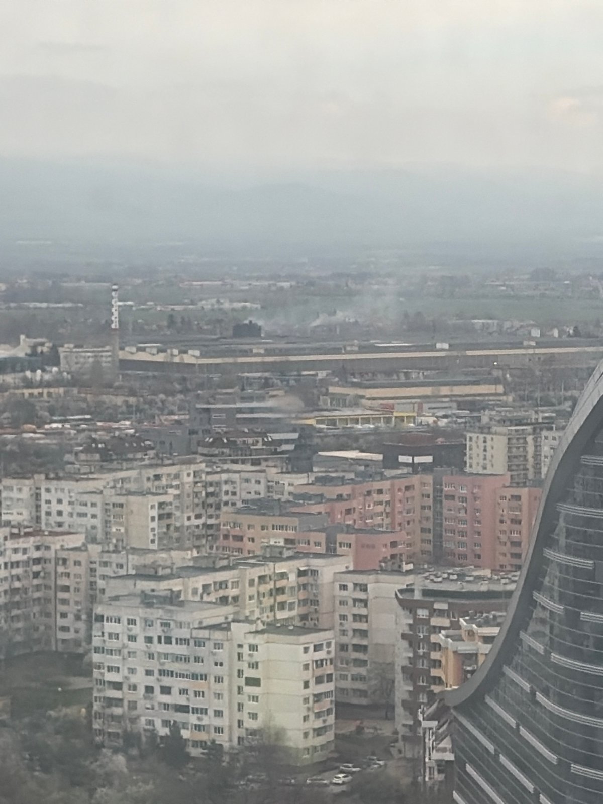 Aerial view captured of Sofia cityscape from elevated position