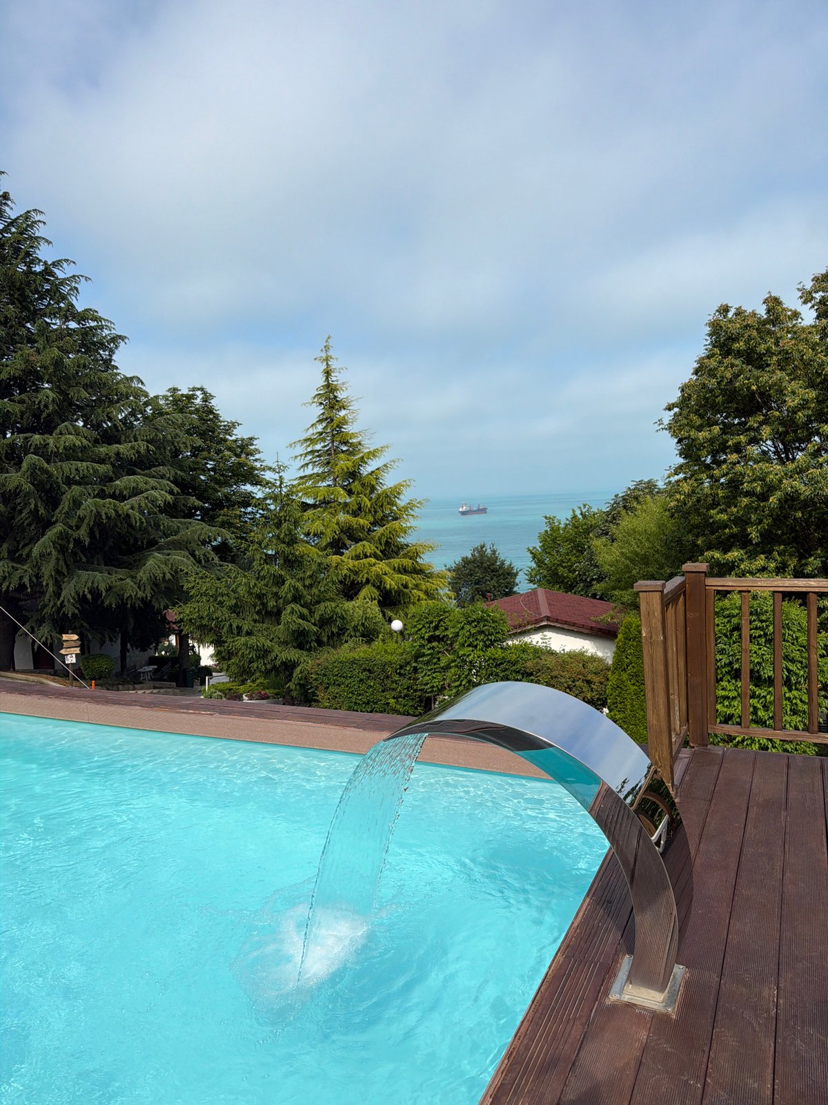 Poolside photography session captured at Varna coastal facility