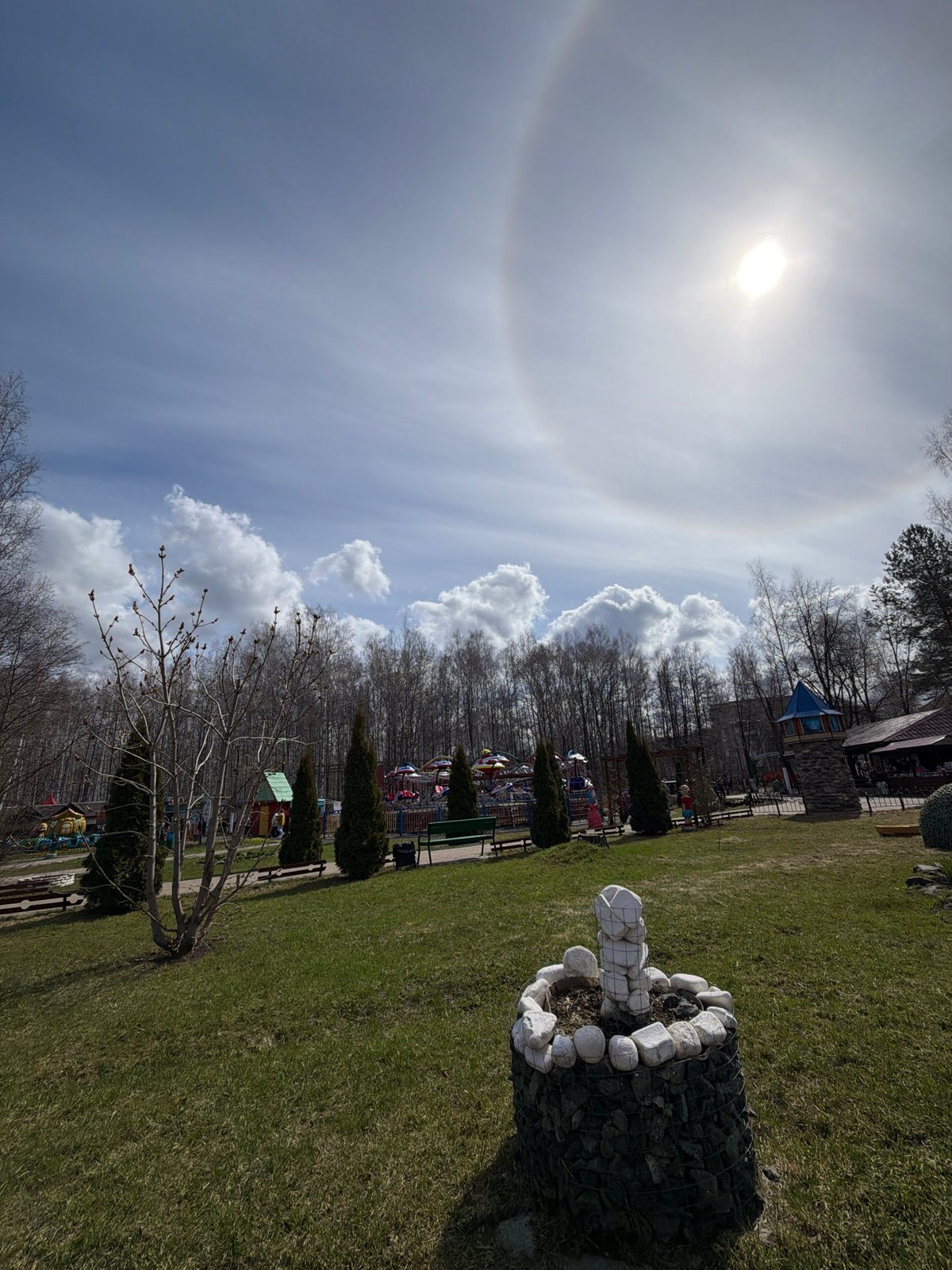 Families enjoy spring morning at Chaikovsky amusement park