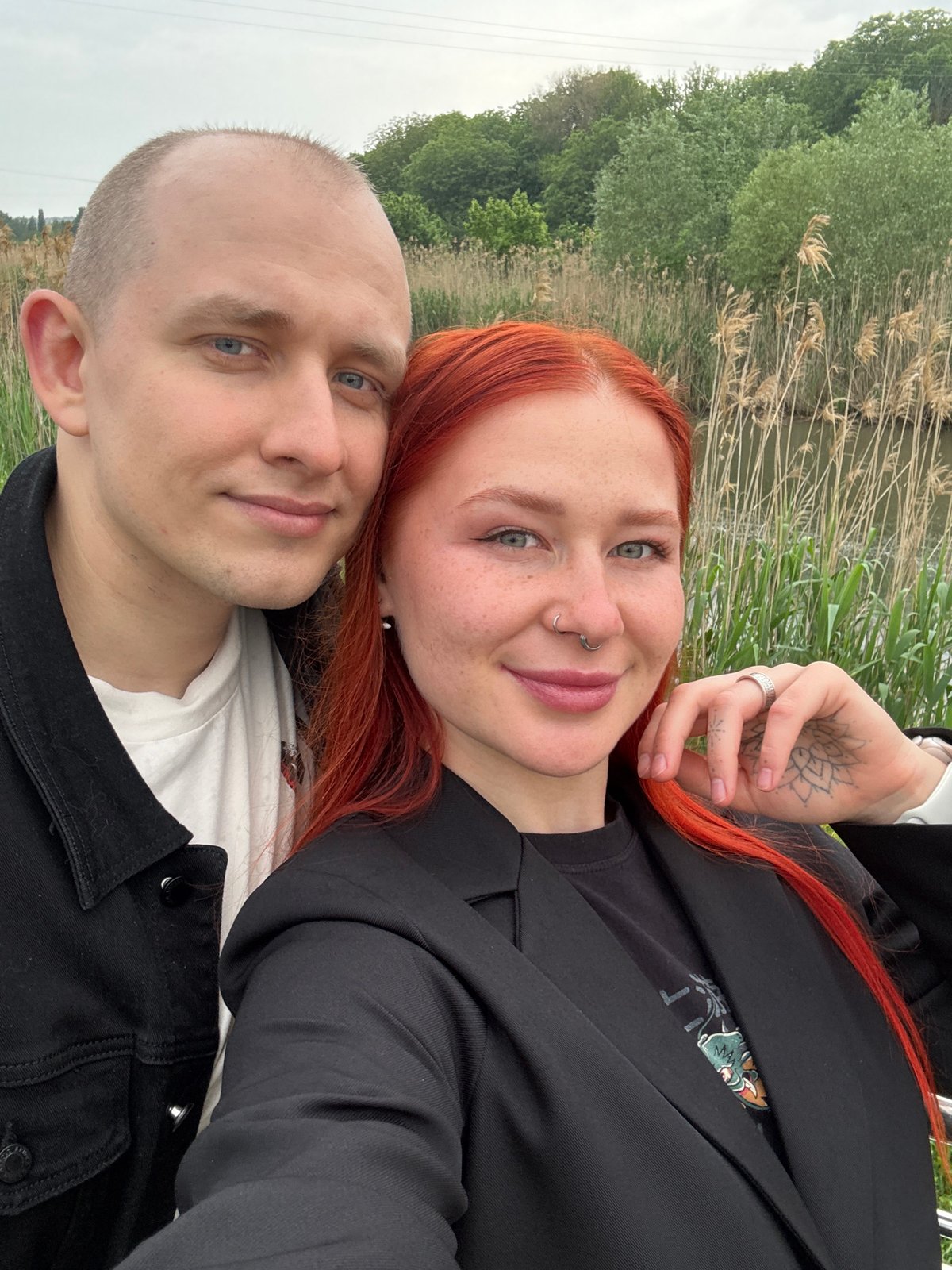 Couple captures selfie at Rostov-on-Don riverside park