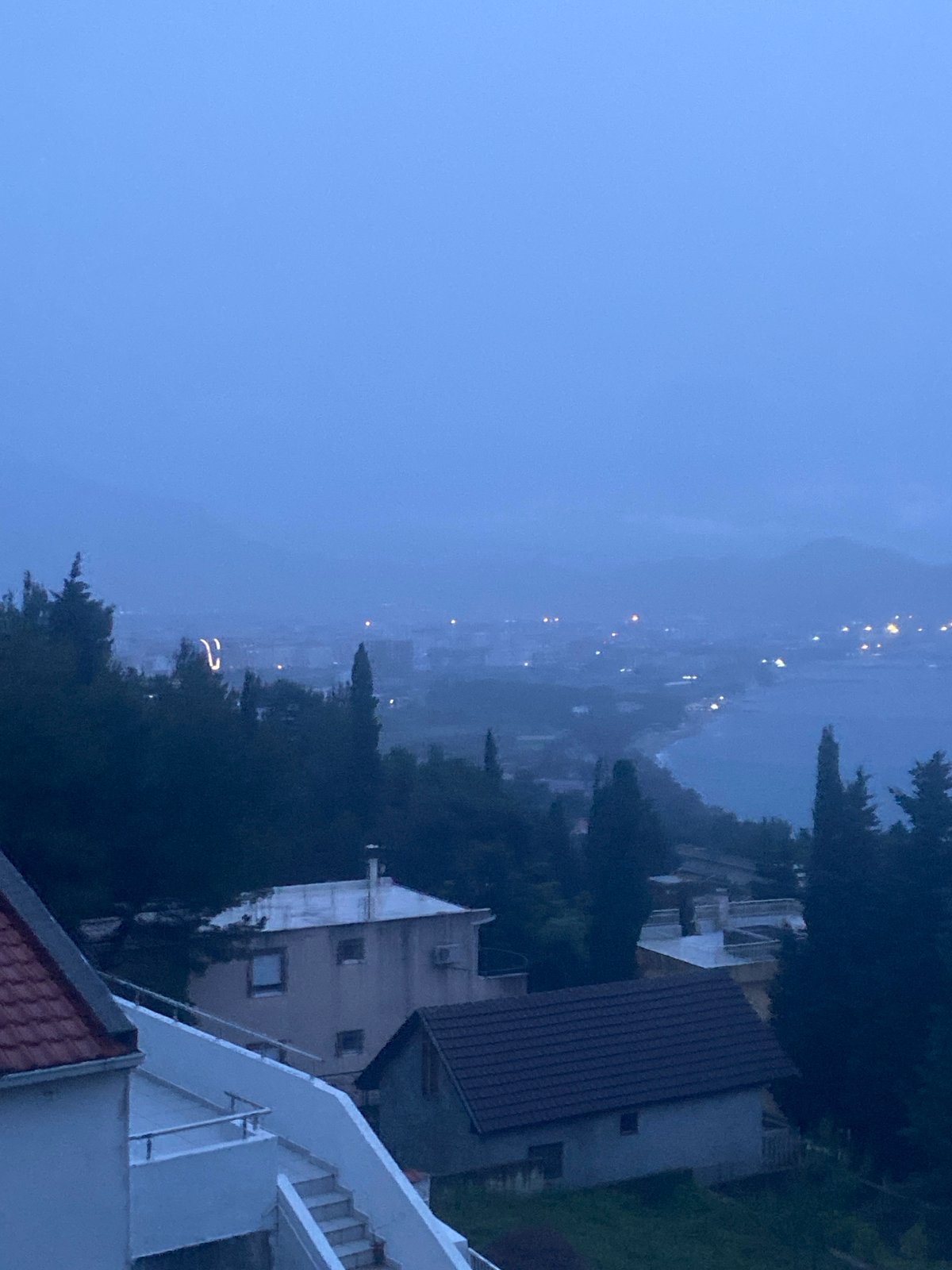 Night views captured from elevated position in Šušanj, Montenegro