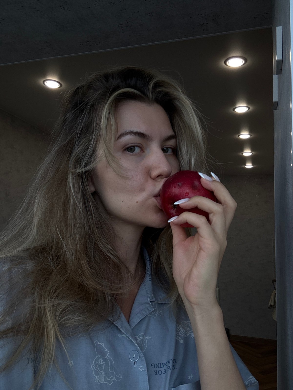 Apple-themed photographs captured in brief sequence at single location