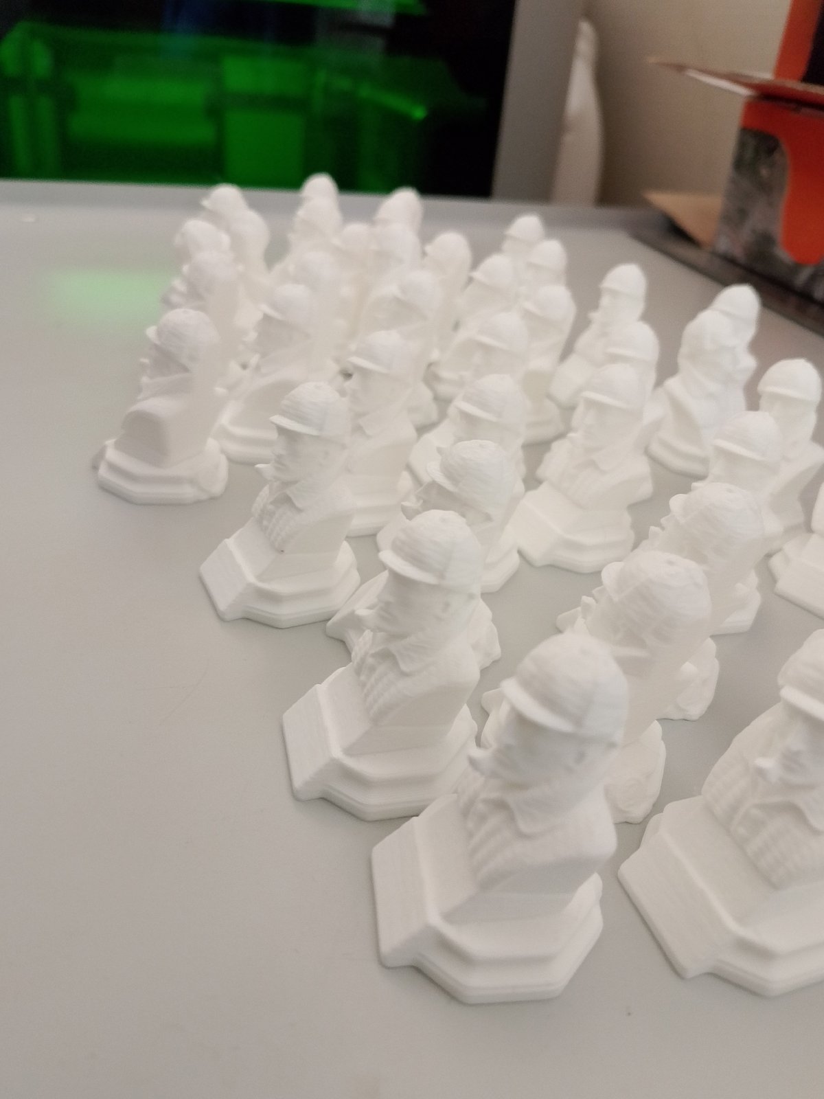 3D-printed Kalashnikov busts displayed in rows in Izhevsk