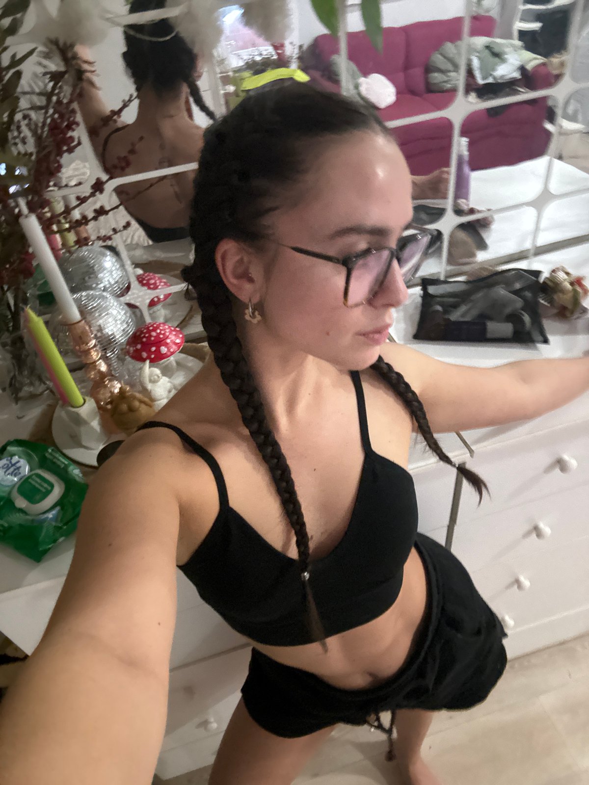 Woman photographed in indoor setting in Krasnoyarsk, Russia