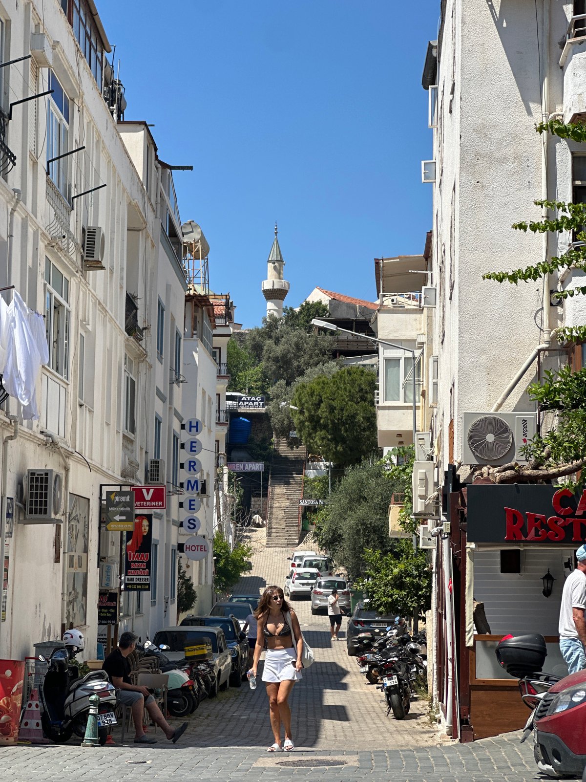 Morning street scenes documented in sunny Kaş, Turkey