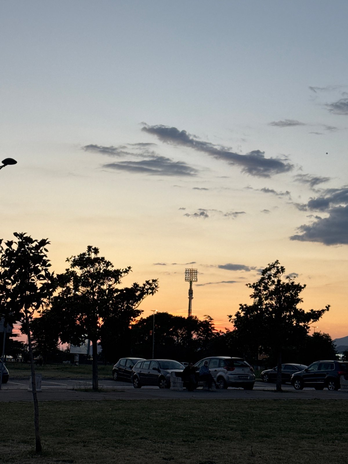 Evening sunset observed over construction site in Bar, Montenegro