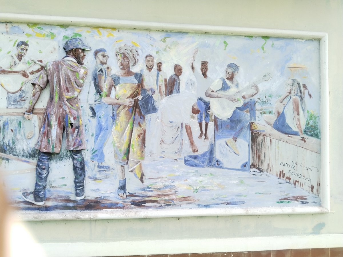 Public art installations documented during afternoon walk in Uyo