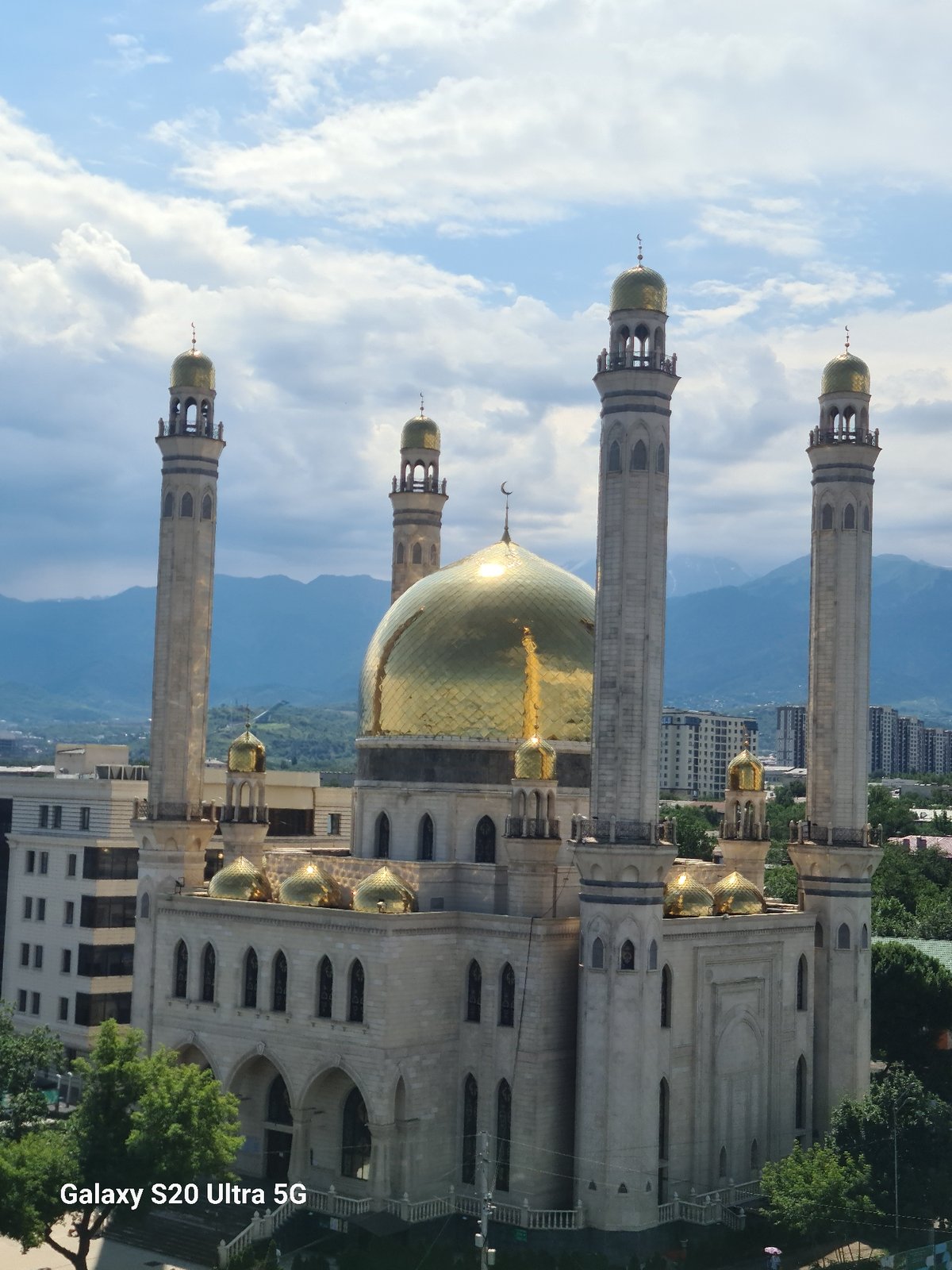 Ornate golden-domed mosque stands in central Almaty