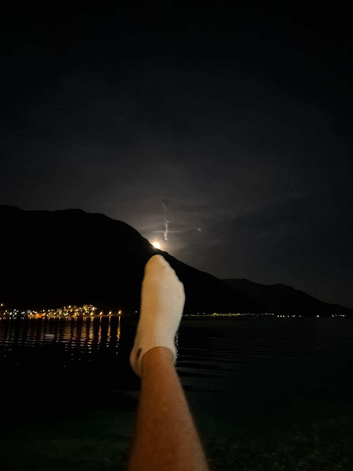 Night photography session captures moonlit moments by Bay of Kotor