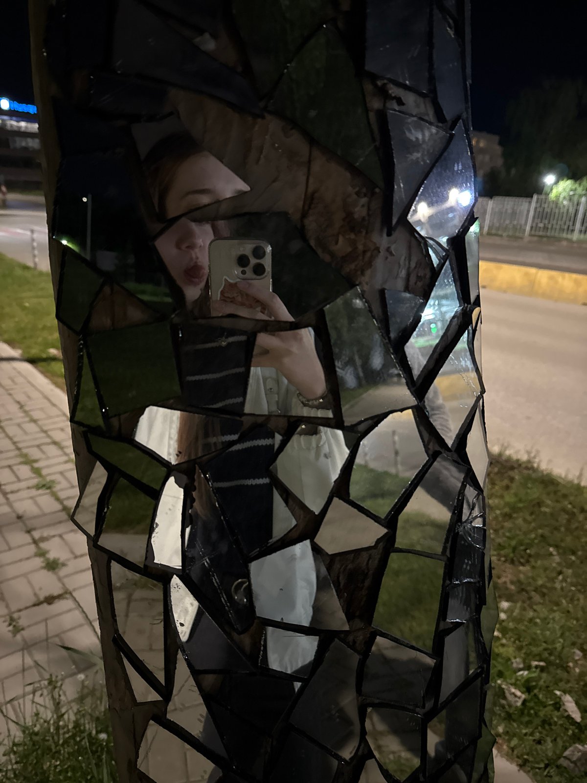 Mirrored mosaic sculpture documented in Sofia, Bulgaria
