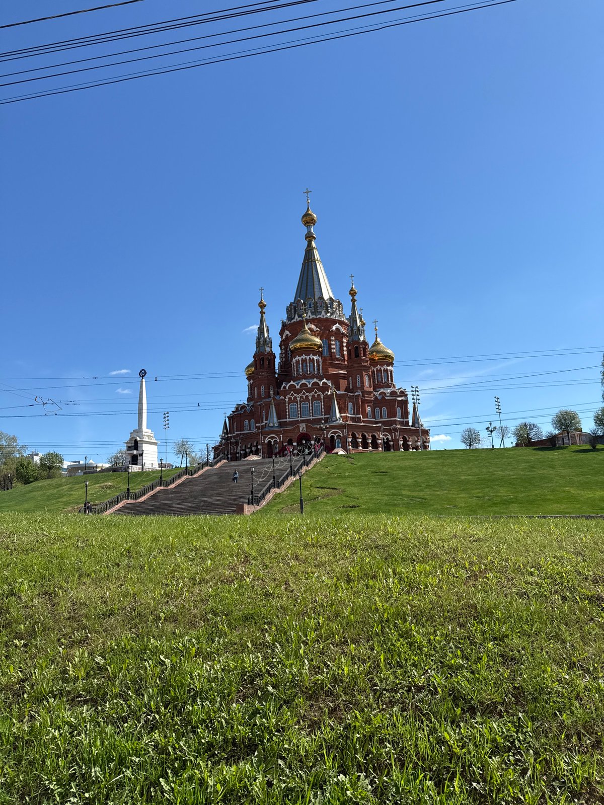 Morning scenes documented around Izhevsk cathedral and parks