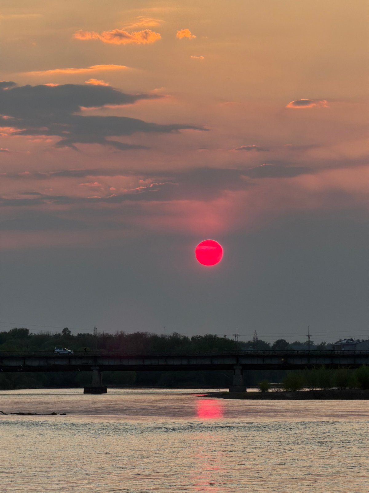 Red sunset and topiary art documented in Birobidzhan
