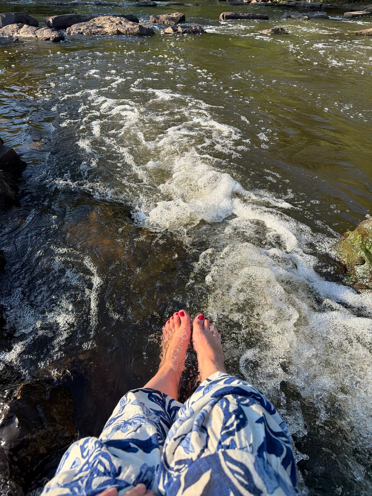 Chilling by the Glan river with a corgi in tow